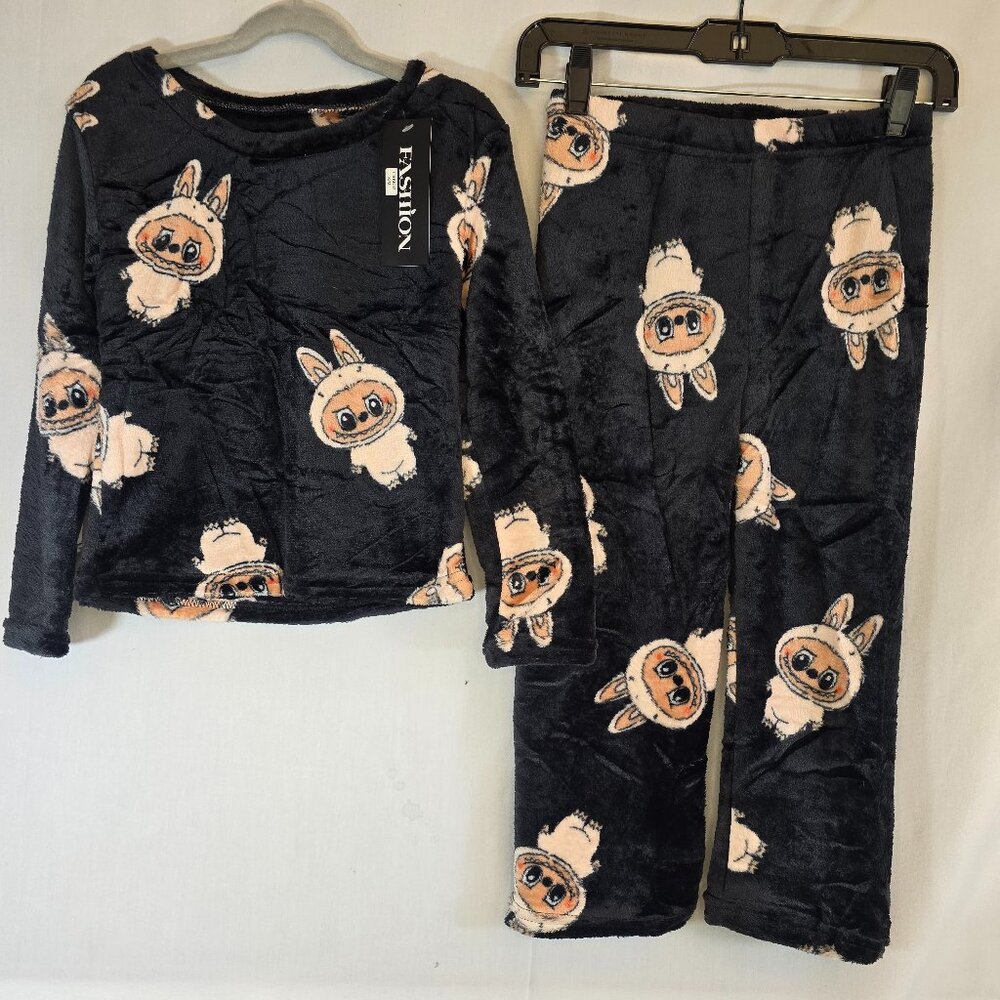 Kid's Black Fleece Pajama Set